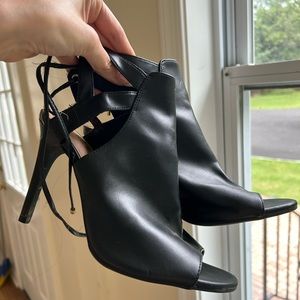 "Trash" Brand Black Leather Peekaboo Toe Stiletto Heel